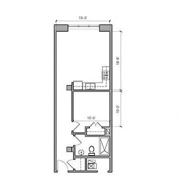 1 Bed 1 Bath 13-S Floor Plan at East 4th Street, Ohio, 44115