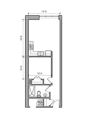 Floor Plan  1 Bed 1 Bath 14-S Floor Plan at East 4th Street, Cleveland, OH, 44115