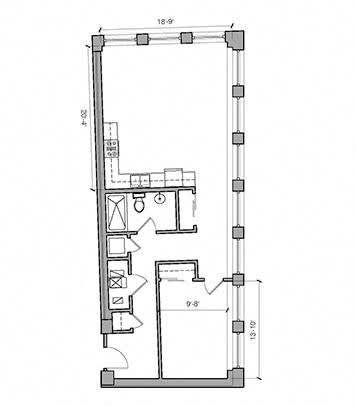 Floor Plan  1 Bed 1 Bath 15-S Floor Plan at East 4th Street, Cleveland, 44115