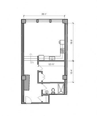 Floor Plan  1 Bed 1 bath 19,20-S_ Floor Plan at East 4th Street, Ohio, 44115