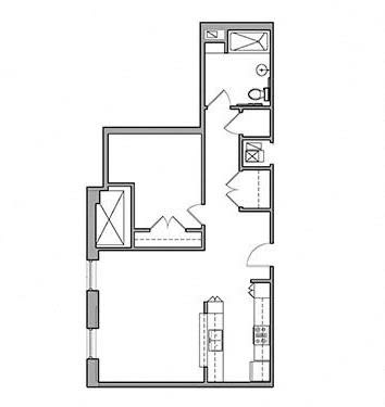 Floor Plan  1 Bed 1 Bath 3-S Floor Plan at East 4th Street, Ohio, 44115