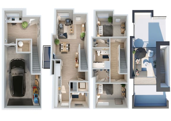 Floor Plan  1 bed 1 bath A at Park Lamont Townhomes Apartments, Cleveland, OH, 44106