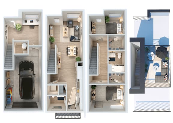 Floor Plan  2 bedroom 2 bath at Park Lamont Townhomes Apartments, Cleveland, OH