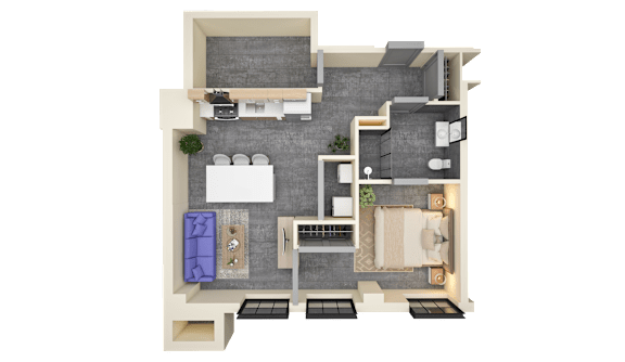 Floor Plan  1 bed 1 bath E at Life At Agora Apartments, Cleveland, Ohio