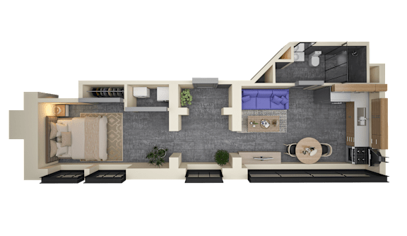 Floor Plan  1 bed 1 bath F at Life At Agora Apartments, Cleveland