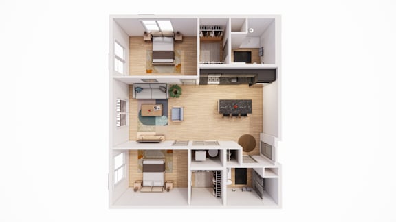 Floor Plan  2 Bed 2 Bath B at The Park Apartments, Cleveland , OH, 44113
