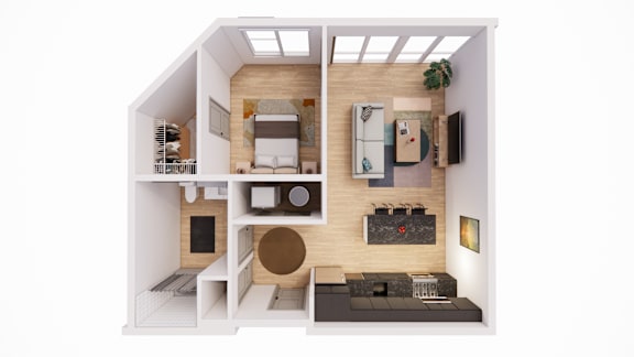 Floor Plan  1 Bed 1 Bath G at The Park Apartments, Ohio, 44113
