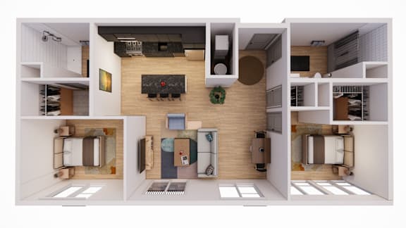 Floor Plan  2 bedroom 2 bath B at The Park Apartments, Ohio, 44113