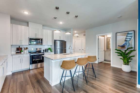 Modern Kitchens with Stainless Steel Appliances in Cedar Heights Apartments in Southeast Austin TX