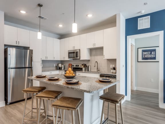 Chef-Style Kitchens with Stainless Steel Appliances at The Prescott Luxury Apartments in Austin, TX