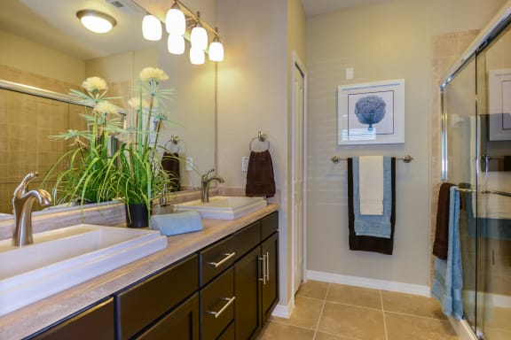 Double Sink Vanities at The Amalfi Clearwater Luxury Apartments in Clearwater, FL