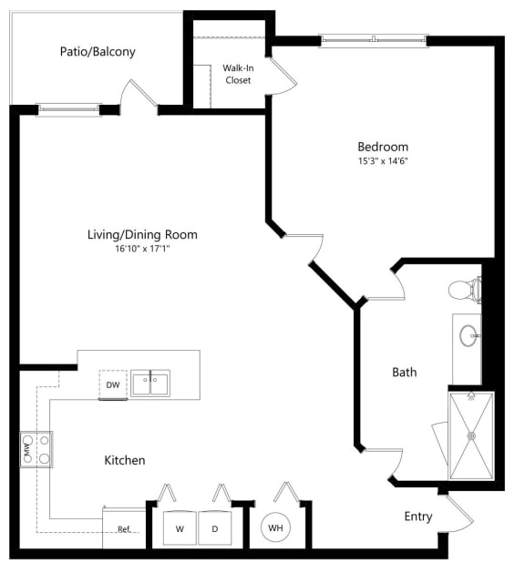 One Bedroom Floor Plan at The Amalfi Clearwater Luxury Apartments in Clearwater, FL