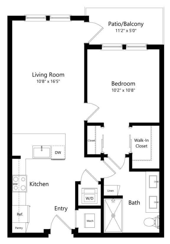 One Bedroom Floor Plan at Aurora Luxury Apartments in Downtown Tampa FL