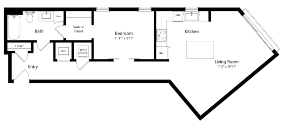 Studio Floor Plan at Aurora Luxury Apartments in Downtown Tampa FL