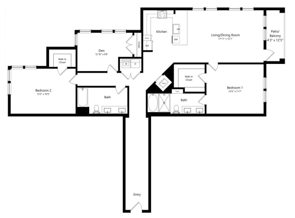 Floor Plan  Three Bedroom Floor Plan at Aurora Luxury Apartments in Downtown Tampa FL