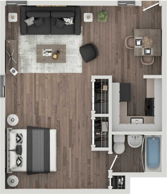 Studio Floor Plan at Autumn Woods Affordable Apartments in Bladensburg MD