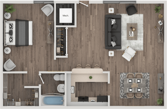 Floor Plan  One Bedroom Floor Plan at Autumn Woods Affordable Apartments in Bladensburg MD