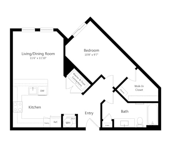 One Bedroom Floor Plan at Carson Crossing Apartments in Austin