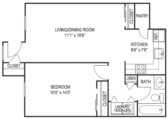 One Bedroom Floor Plan Rippowam Park Affordable Apartments in Stamford CT