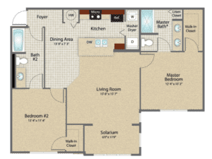 Two Bedroom Floor Plan at Bennett Creek Apartments in Jacksonville FL
