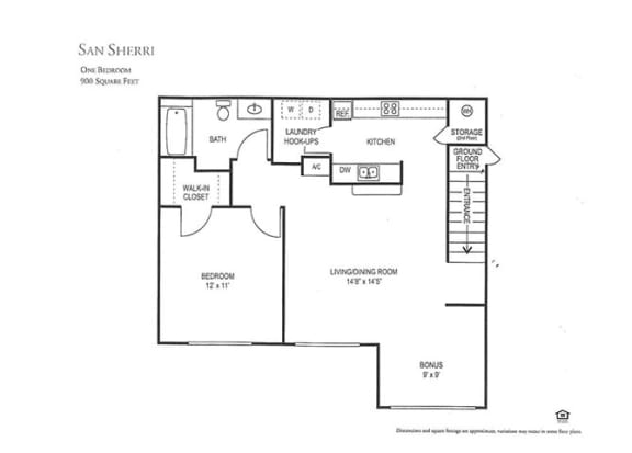 One Bedroom Floor Plan at San Sherri Affordable Apartments in Homestead FL