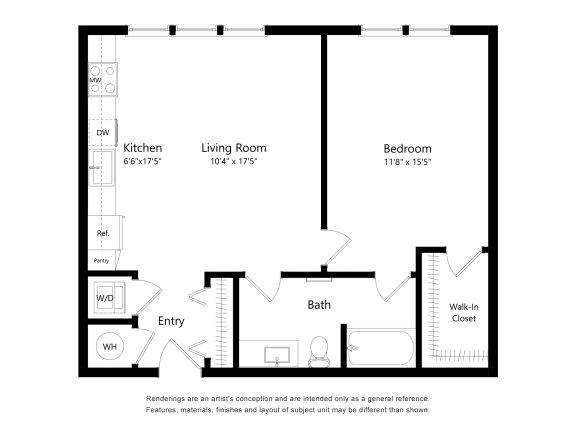 One Bedroom Apartment with 754 Sq. Ft. at The Foundry NoHo Luxury Apts in Tampa FL