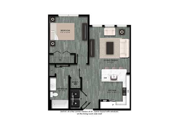 One Bedroom Floor Plan at La Cima