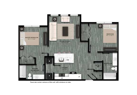 Two Bedroom Floor Plan at La Cima