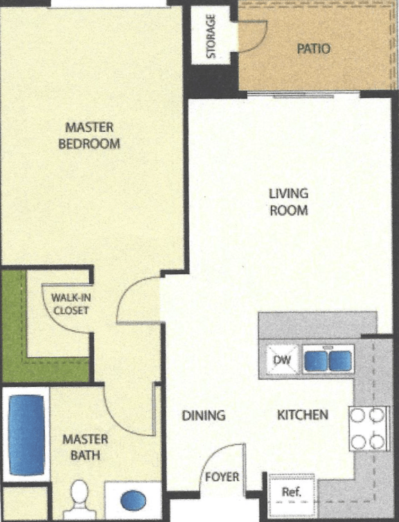 1 Bedroom Floor Plan at Hayward Village Senior Apartments in Hayward CA