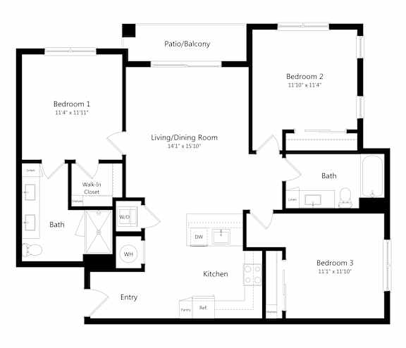 Three Bedroom at Ivy Heights Apartments in Austin