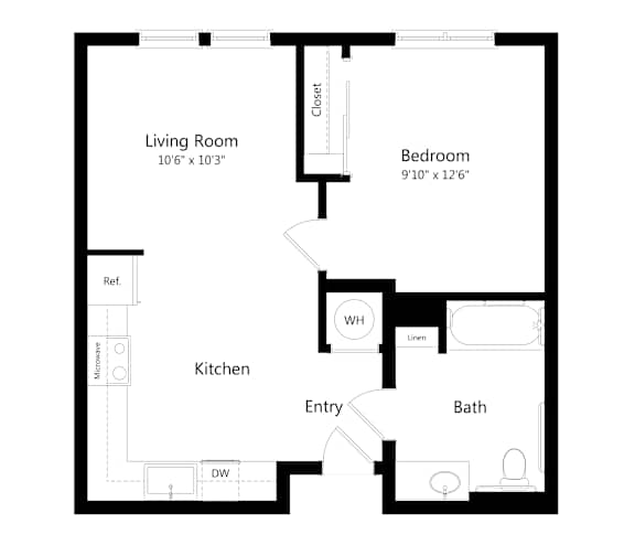 One Bedroom Senior Apartments at Lakeland in Santa Fe Springs, CA