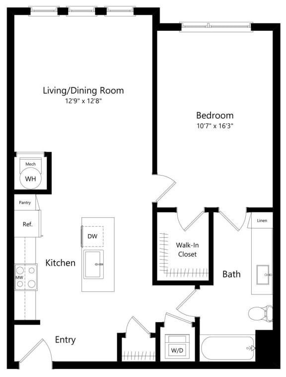 One Bedroom Floor Plan with 815 Sq. Ft. One Bedroom Floor Plan with 815 Sq. Ft. at Lyra Luxury Apartments in Sarasota FL