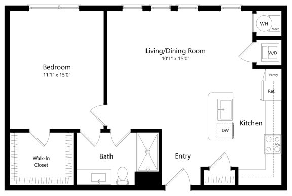 One Bedroom Floor Plan with 824 Sq. Ft. One Bedroom Floor Plan with 824 Sq. Ft. at Lyra Luxury Apartments in Sarasota FL