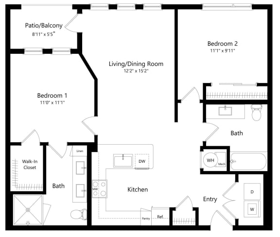 Two Bedroom Floor Plan at Lyra Luxury Apartments in Sarasota FL
