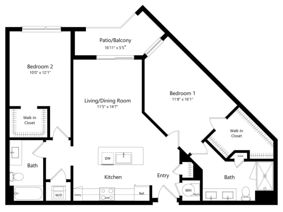 Two Bedroom Floor Plan at Lyra Luxury Apartments in Sarasota FL