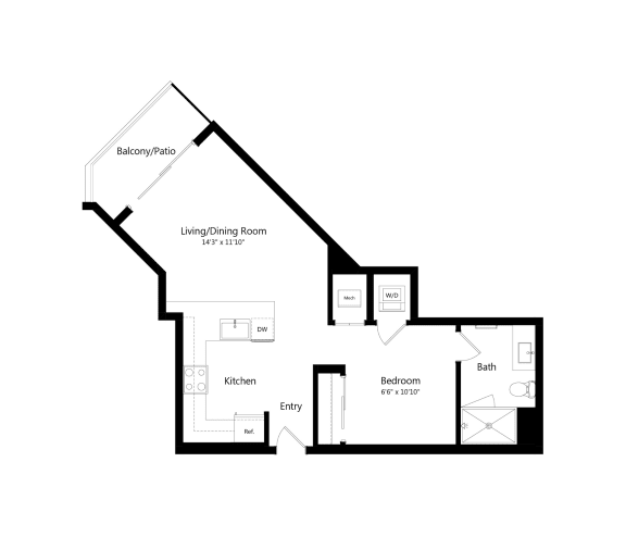 Floor Plan  S5 625 sqft. Luxury Studio Apartment at The Marc in Palm Beach Gardens, FL