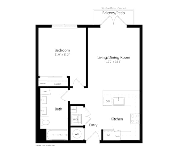 One-Bedroom Floor Plan at Marquee Square Apartments in East Tampa FL
