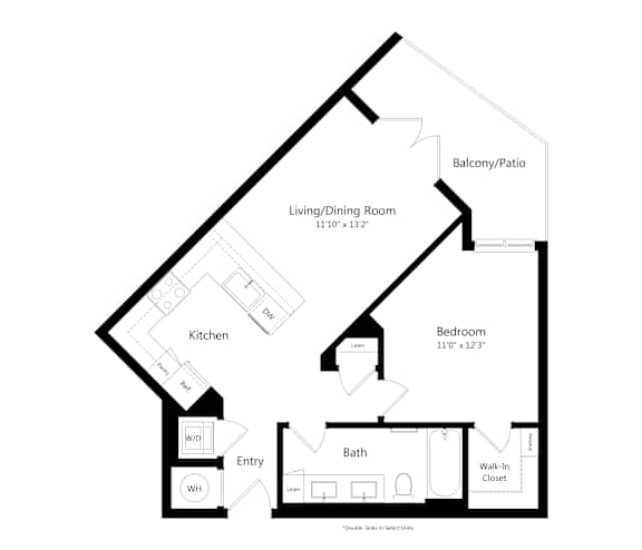 One Bedroom Floor Plan at Marquee Square Apartments in Tampa FL