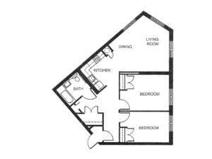 Two Bedroom Floor Plan at Landmark Affordable Apartments in Baltimore, MD