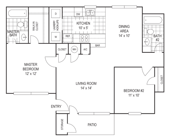 a floor plan of a two story home with two bedrooms and two bathrooms