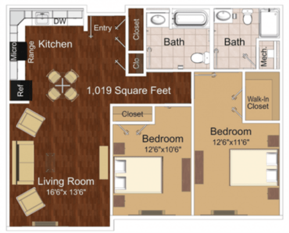 Two-Bedroom Apartment Meadow Green Senior Apartments  in Toms River NJ