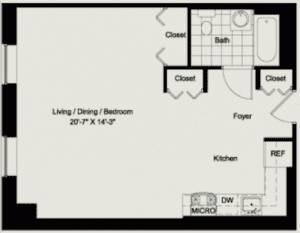 Studio Floor Plan at Metro 125 Affordable Apartments in NYC