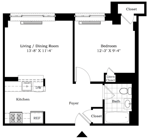 One-Bedroom Floor Plan  at Douglass Park Apartments in New York, NY