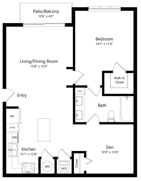 One Bedroom Floor Plan at Palm Ranch Luxury Apartments in Davie FL
