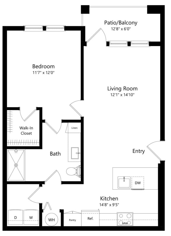 One Bedroom Floor Plan | 823 Sq. Ft. One Bedroom Floor Plan | 823 Sq. Ft. at The Morgan Luxury Apartments in Orlando FL