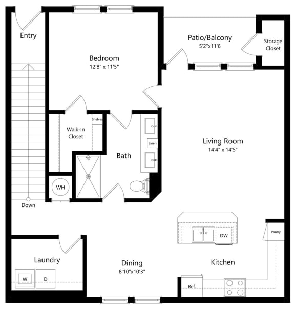One Bedroom Floor Plan at The Sedona Luxury Apartments in Tampa FL