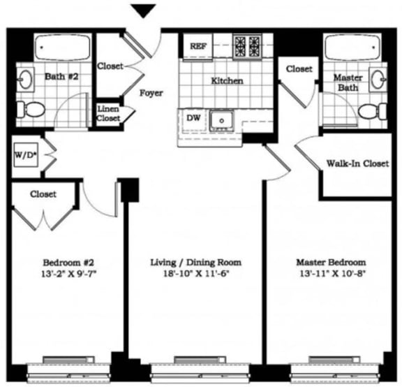 Two Bedroom Floor Plan at The Balton Affordable Apartments in New York City