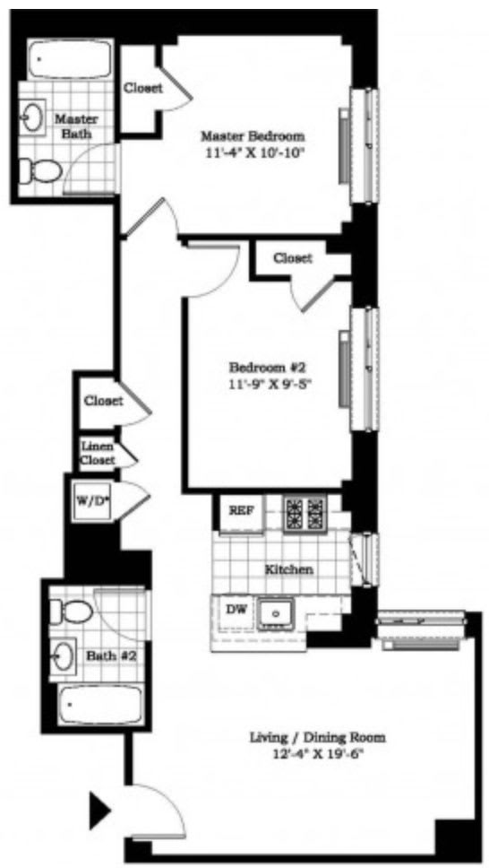 Two Bedroom Floor Plan at The Balton Affordable Apartments in New York City