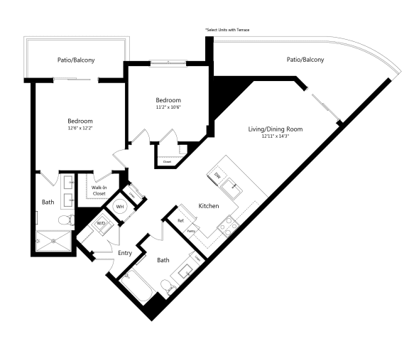 Large two-bedroom apartment at Vista Sur