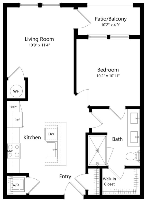 Floor Plan  One Bedroom Floor Plan at Waverly Terrace Luxury Apartments in Temple Terrace FL